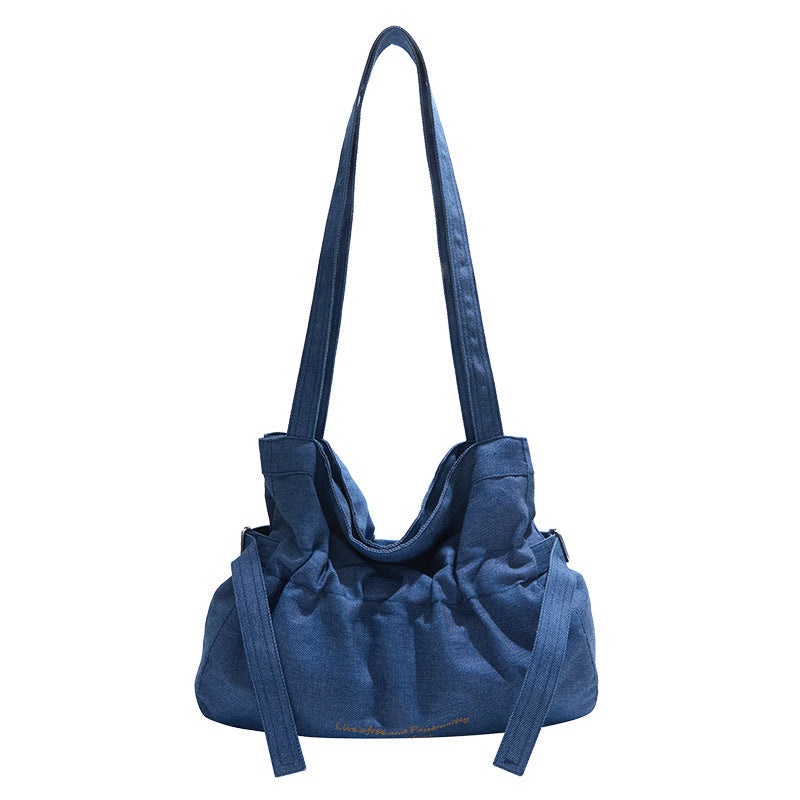 Large Capacity Denim Shoulder Bag for Daily Use