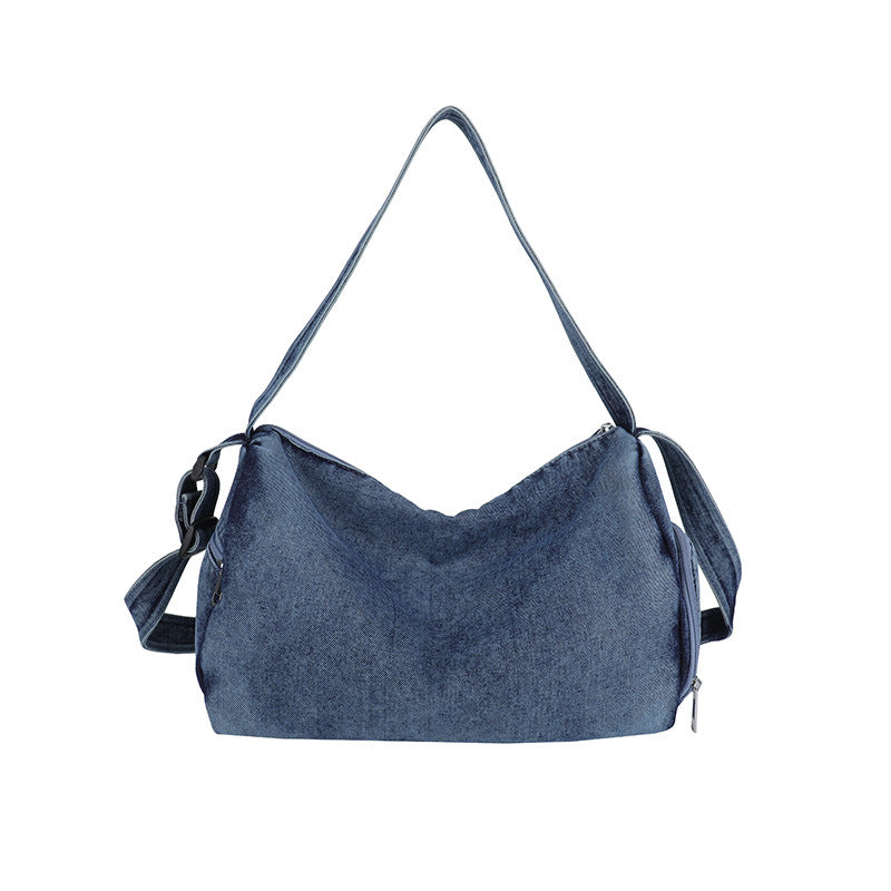 Denim Messenger Bag Large Capacity Commuter Unisex Sports Style