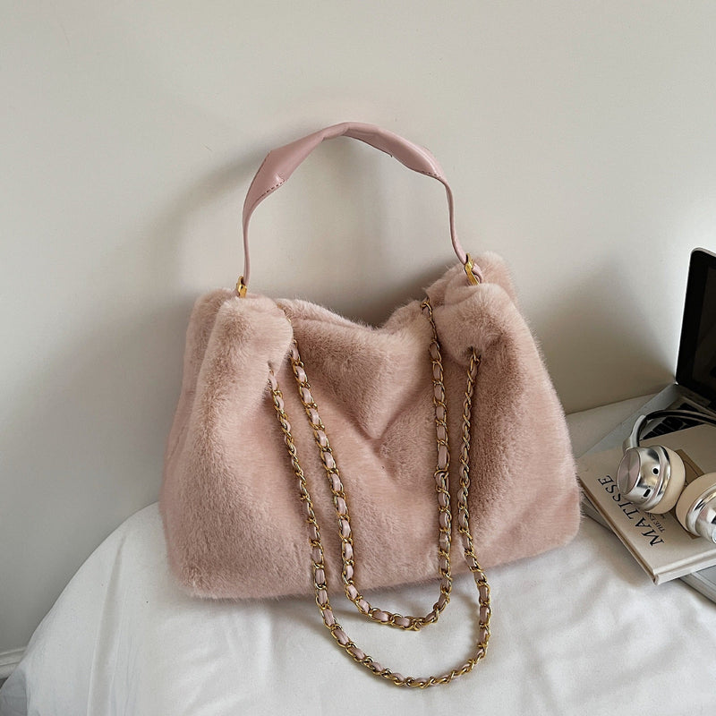 Retro Plush Chain Women's Bag - Large Capacity Underarm Bag
