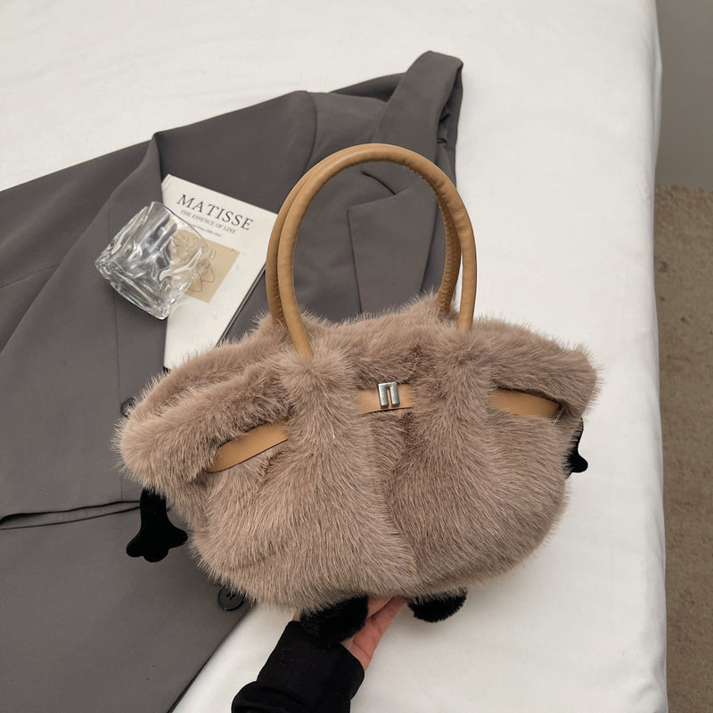 Demellier Pleated Plush Shoulder Bag - Cute Trendy Bucket Style