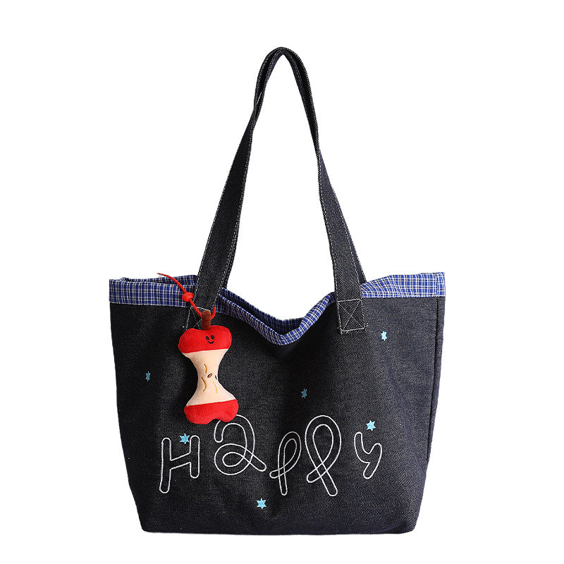Denim Commuter Shoulder Bag Versatile Casual Tote