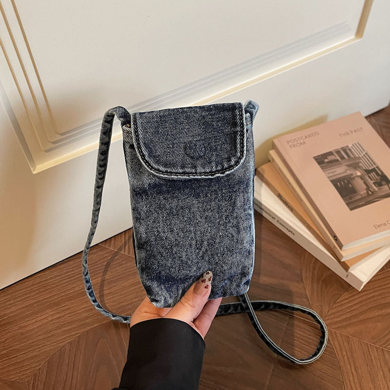 Trendy Retro Denim Messenger Bag - Versatile Lightweight Shoulder Bag