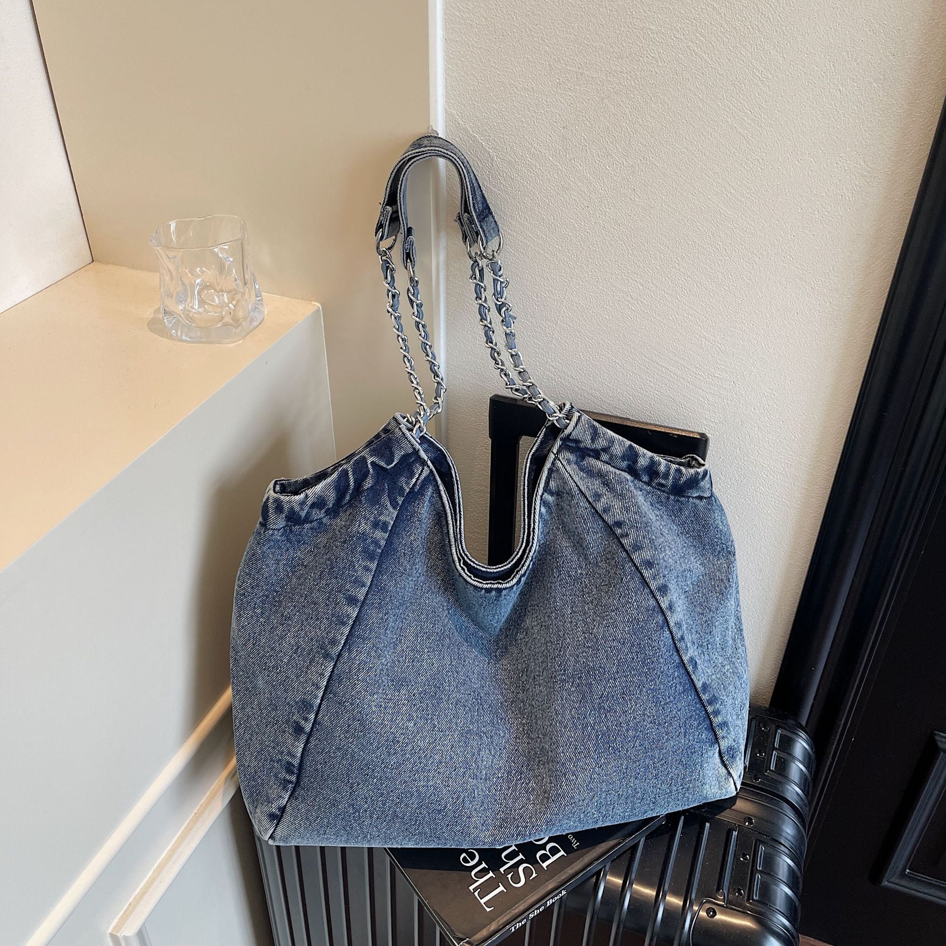Autumn Messenger Bag Women's Denim Casual Commuter Shoulder Bag
