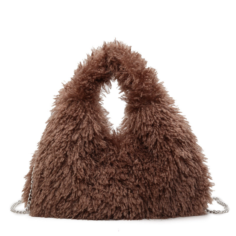 Candy Color Cute Fashionable Plush Handbag Chain Dumpling Bag