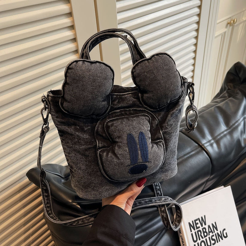 Retro Mickey Mouse Denim Messenger Bag
