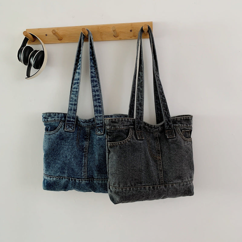 Retro Denim Shoulder Bag Large Capacity Literary Casual Versatile Commuting Tote