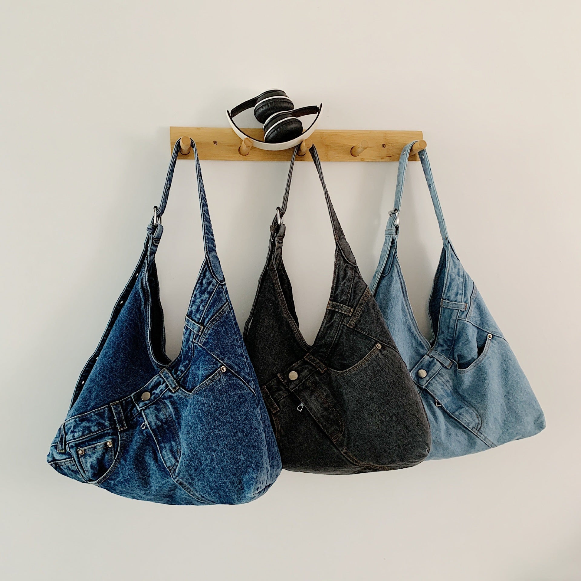 Large Capacity Denim Messenger Bag for Students & Travel