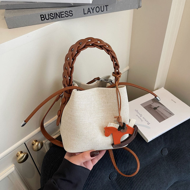 Denim Bucket Bag Trendy Shoulder Messenger Handbag for Women