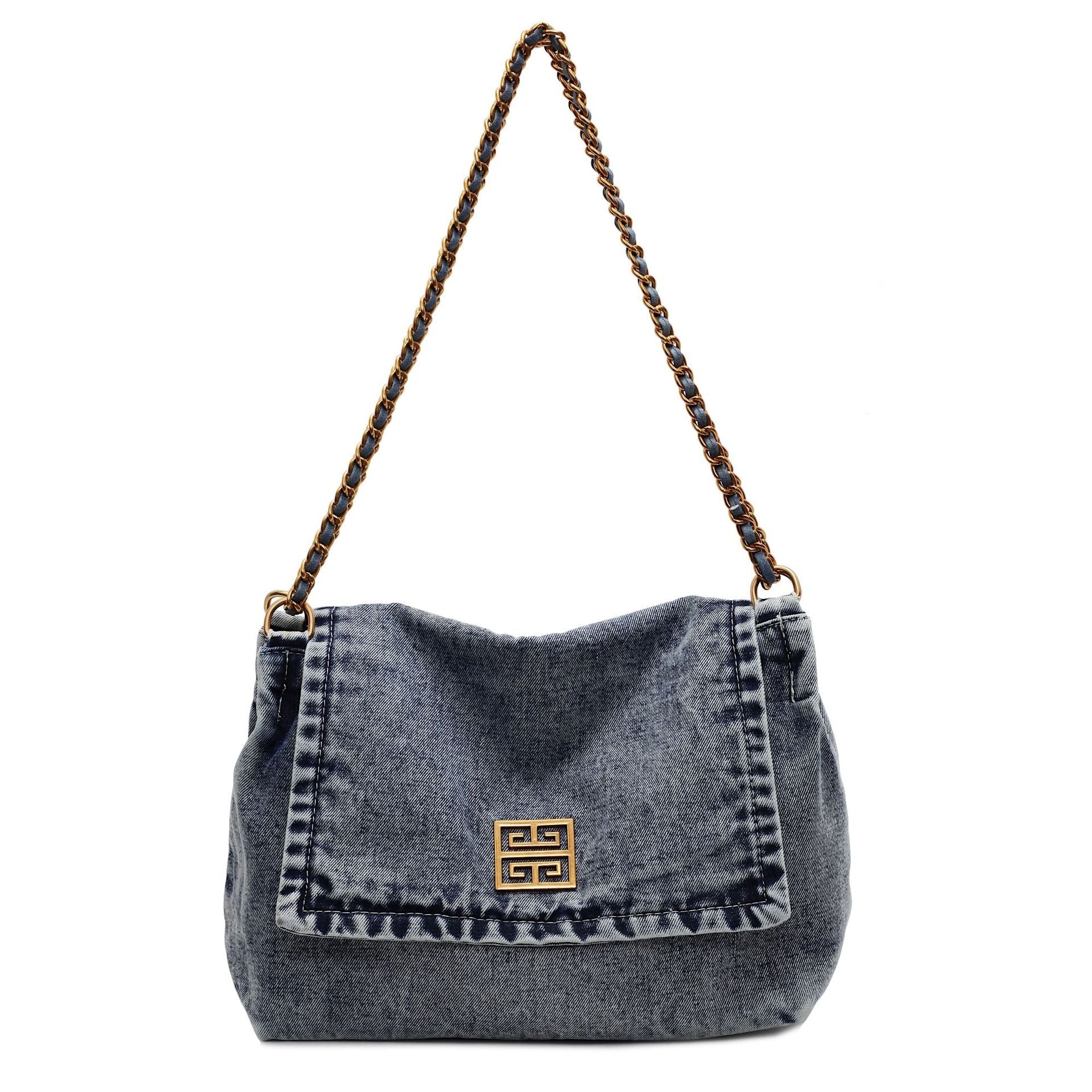 Versatile Denim Shoulder Bag Large Capacity Commuter Handbag