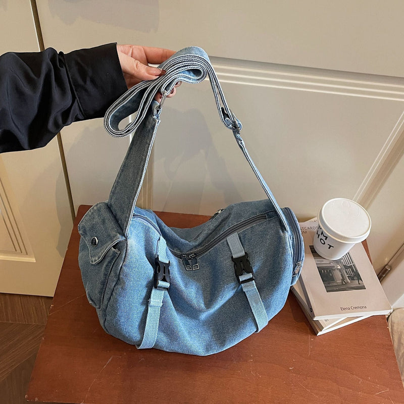 Trend Street Denim Commuter Bag Large Capacity Outdoor Travel Fitness