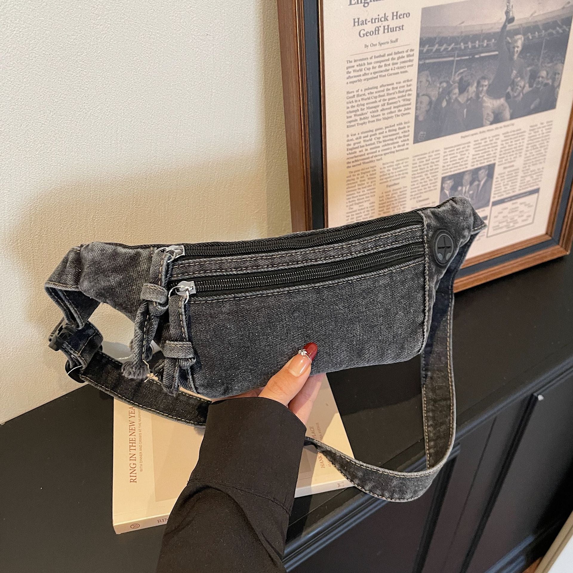 Retro Denim Fanny Pack Casual Shoulder Bag Trendy Versatile
