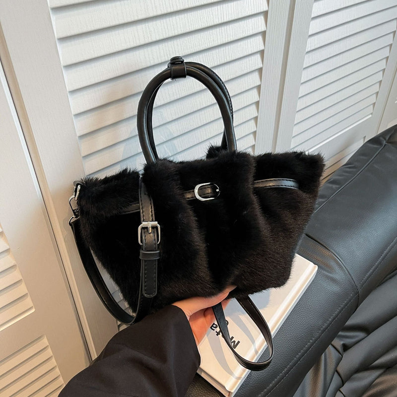 Demellier Women's Plush Splicing Shoulder Crossbody Bag