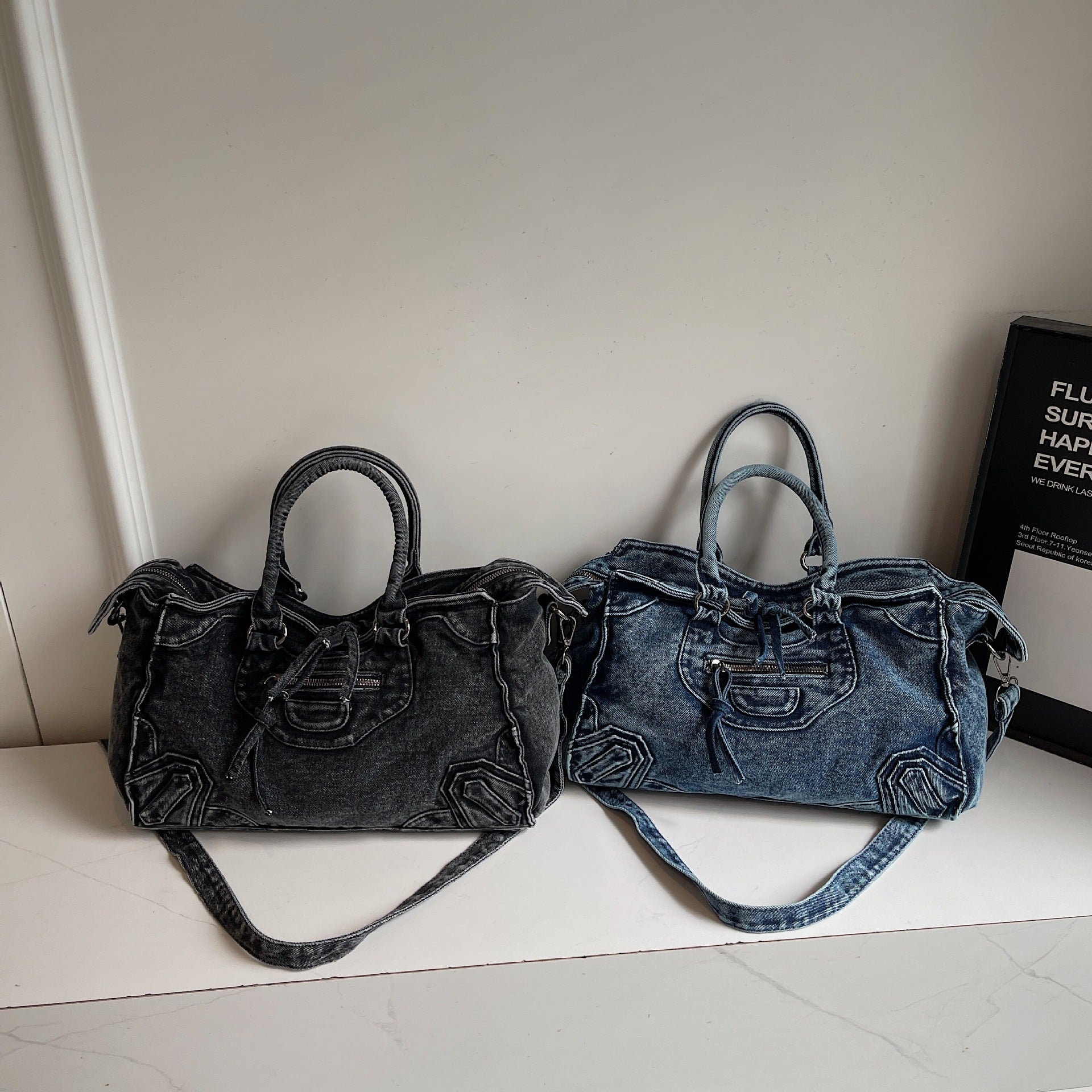 Personalized Denim Shoulder Bag - Classic Retro Messenger