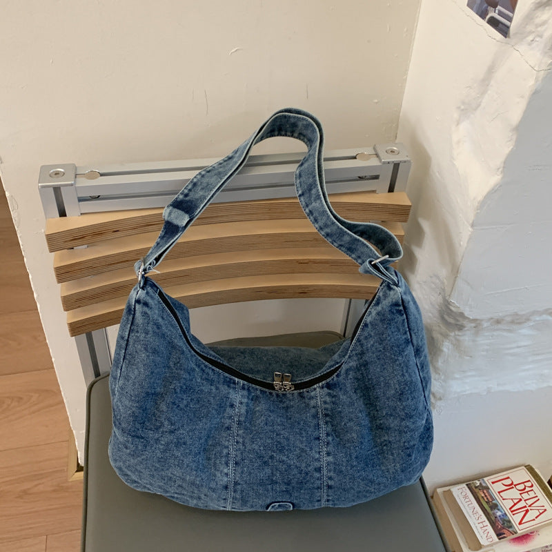 Retro Denim Dumpling Bag Large Capacity Shoulder Bag