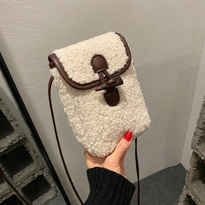 Mini Lamb Wool Square Bag Fashionable Messenger Shoulder Bag