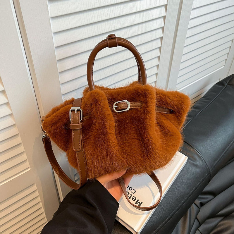 Demellier Women's Plush Splicing Shoulder Crossbody Bag