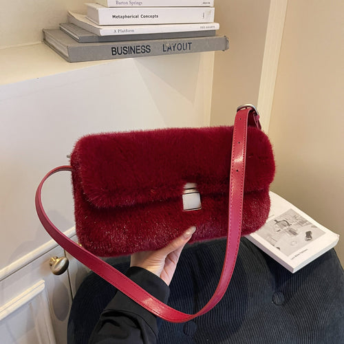 Autumn Fashionable Chain Plush Bag Large Capacity Casual Handbag