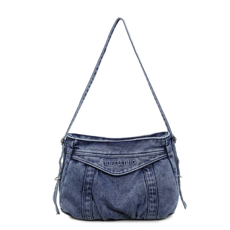 Stylish Retro Denim Shoulder Bag for Commuters