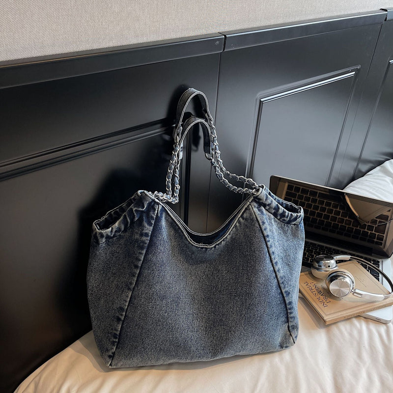 Autumn Messenger Bag Women's Denim Casual Commuter Shoulder Bag