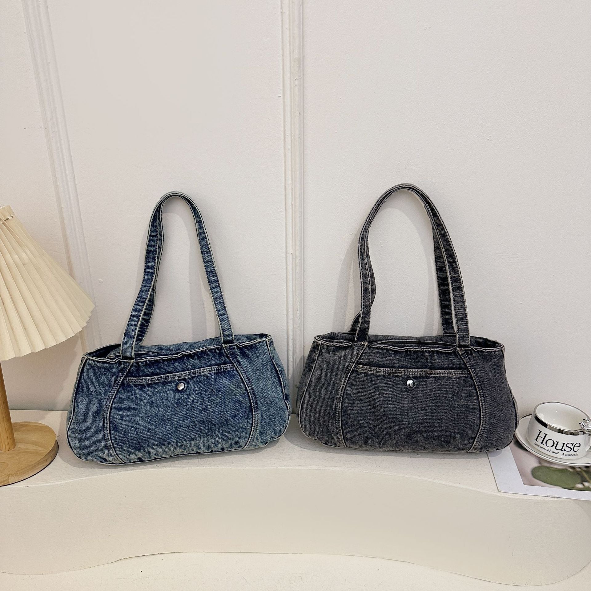 Denim Large-Capacity Armpit Bag, Old-Ed Shoulder Bag, Casual Commuter Light Travel Bag