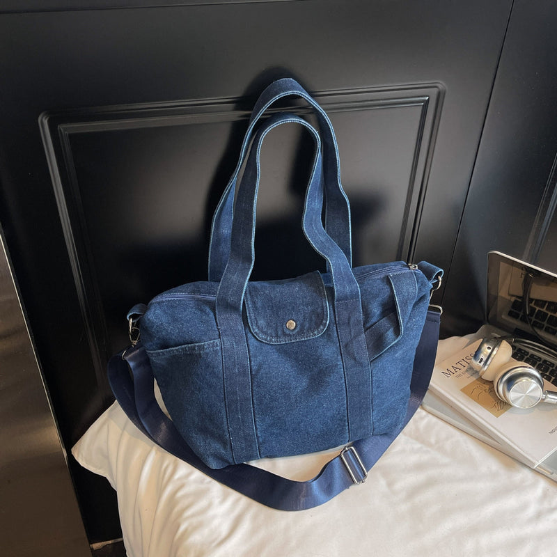 Trendy Large Capacity Denim Dragon Tote Bag for Women