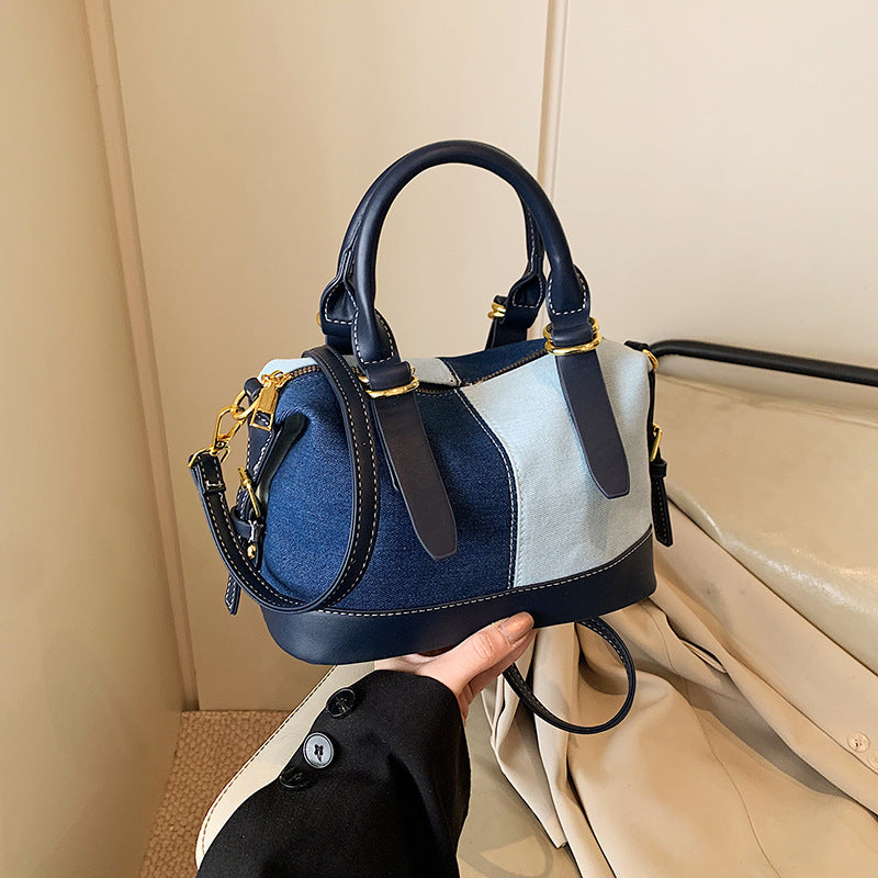 Contrasting Color Shell Bag Splicing Messenger Handbag
