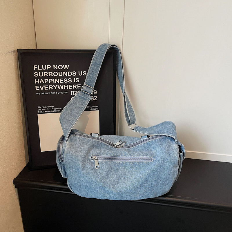 Trend Street Denim Commuter Bag Large Capacity Outdoor Travel Fitness
