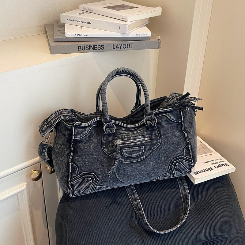 Personalized Denim Shoulder Bag - Classic Retro Messenger