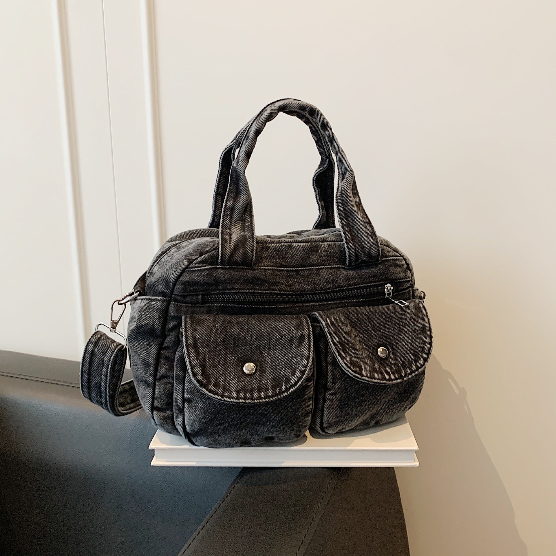 Trendy Large-Capacity Denim Messenger Bag for Women