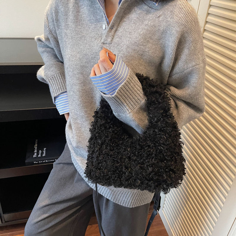 Cute Plush Shoulder Bag Fashion Trend Commuter Messenger