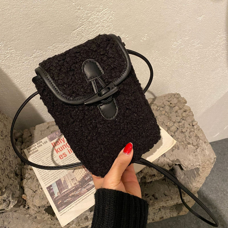 Mini Lamb Wool Square Bag Fashionable Messenger Shoulder Bag
