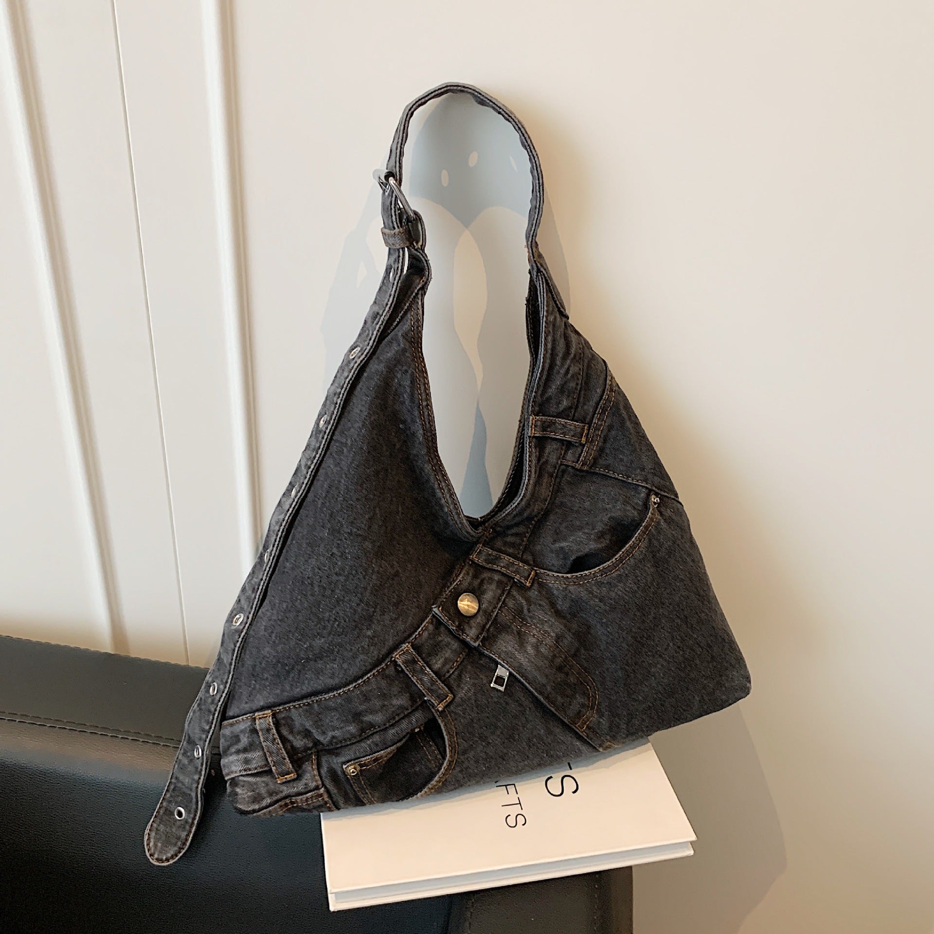 Large Capacity Denim Messenger Bag for Students & Travel