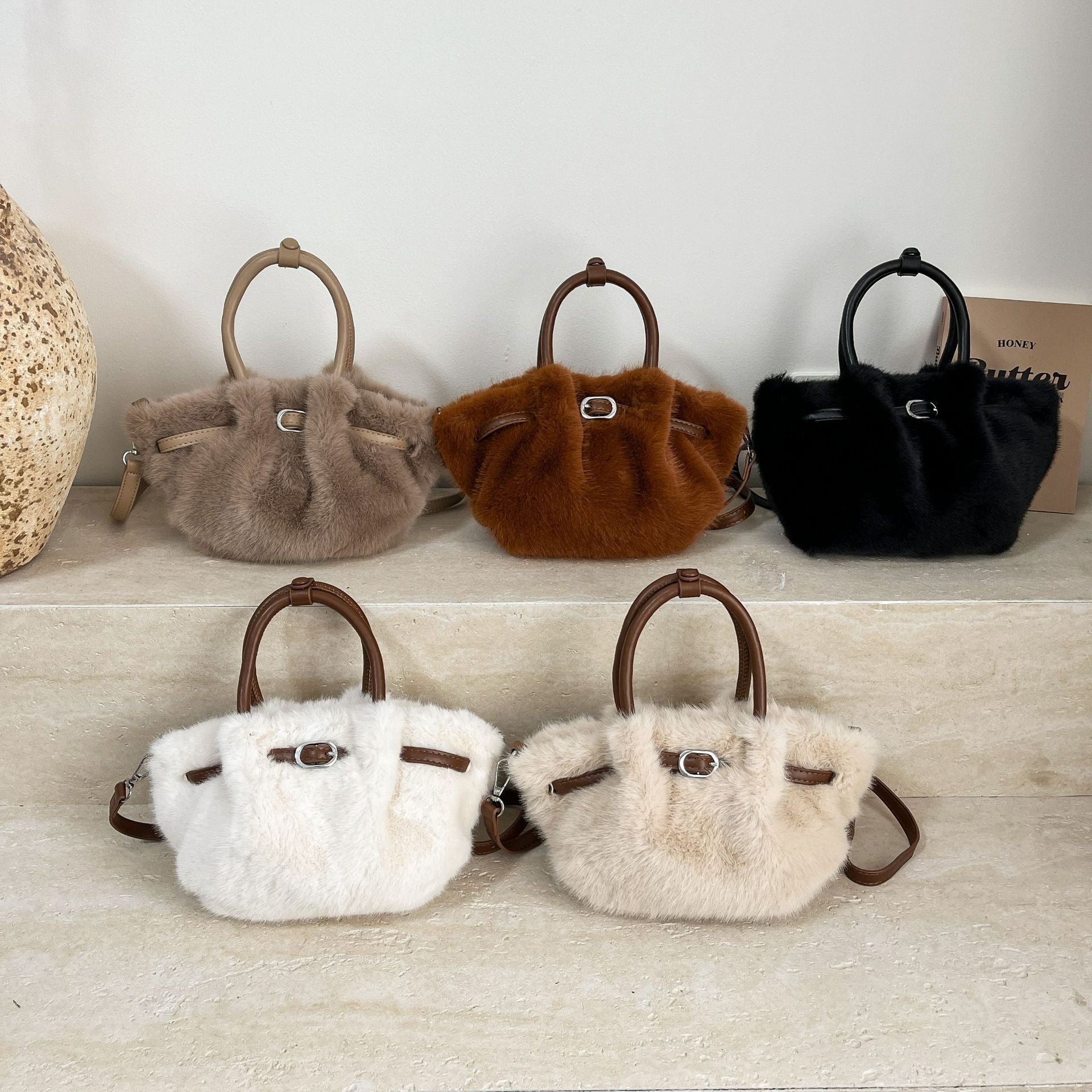 Demellier Women's Plush Splicing Shoulder Crossbody Bag