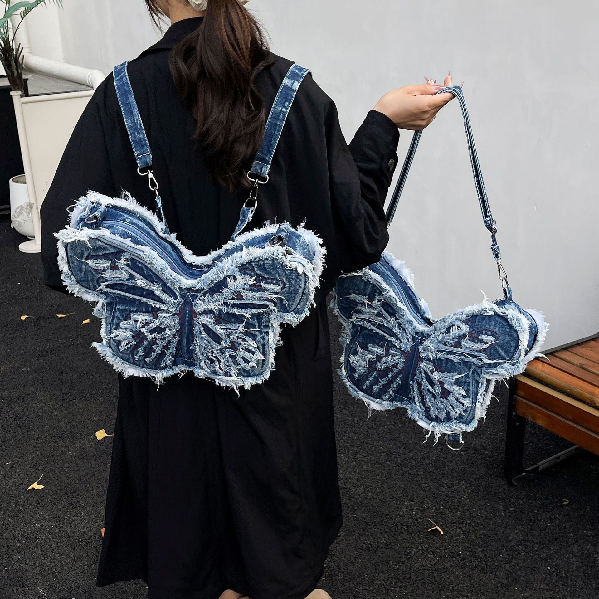 Butterfly Denim Shoulder Bag - Spice Girl Style