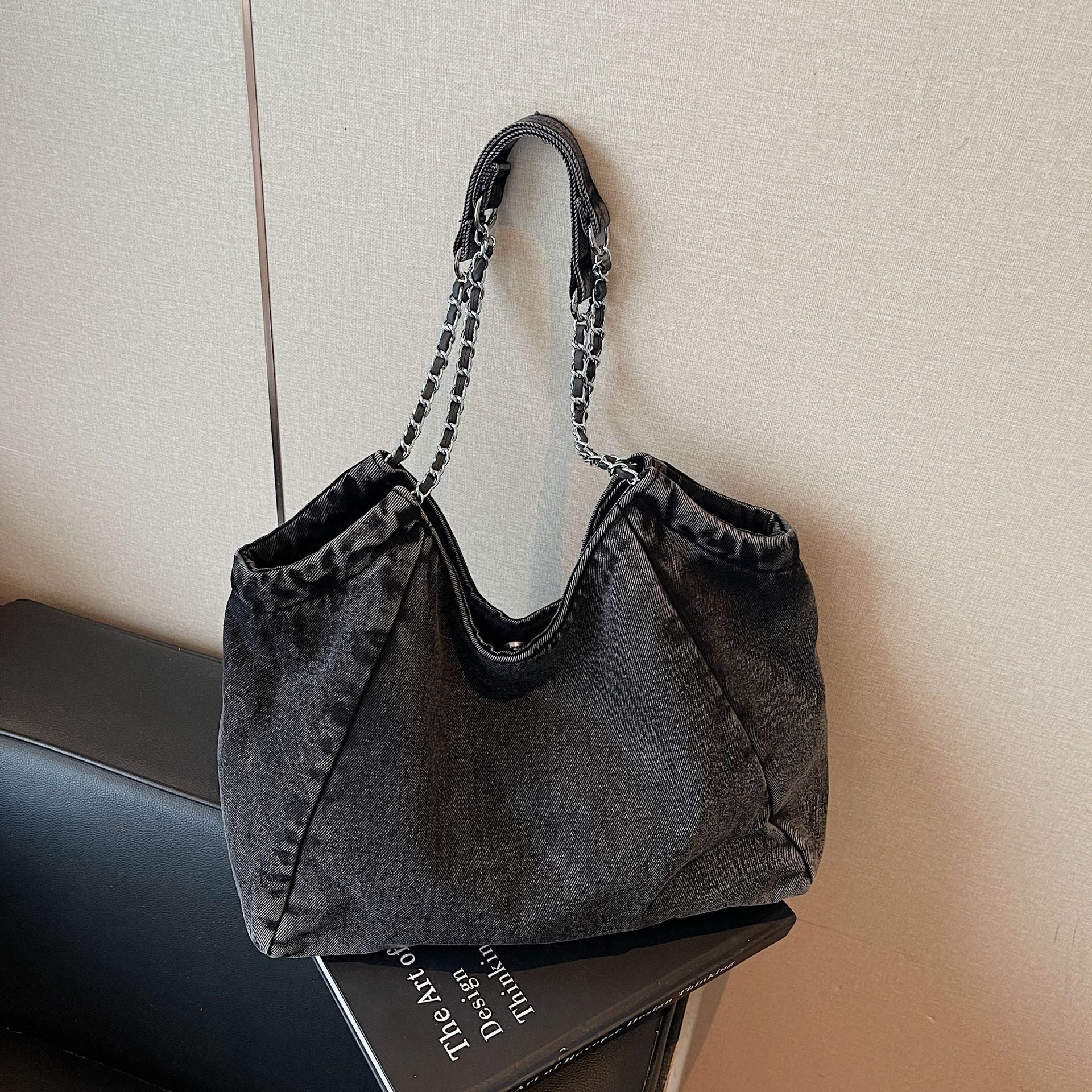 Autumn Messenger Bag Women's Denim Casual Commuter Shoulder Bag