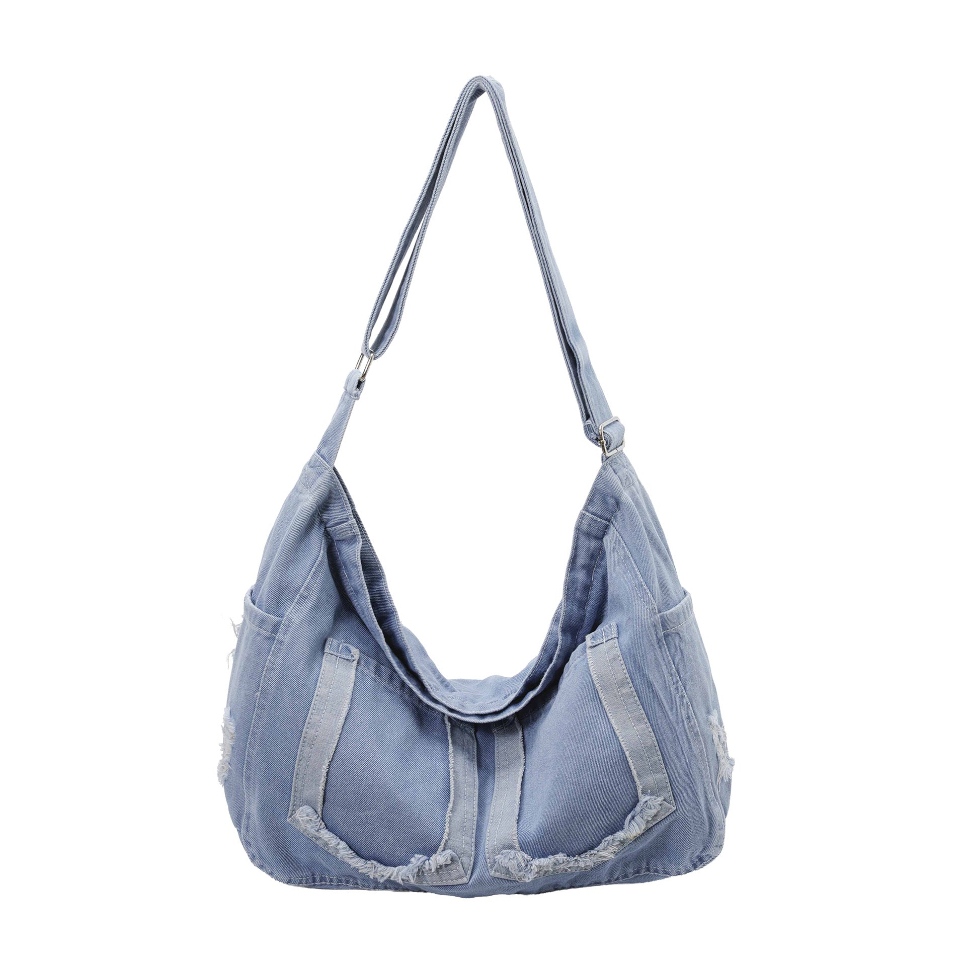 Personalized Raw Edge Denim Shoulder Bag Casual Messenger Bag