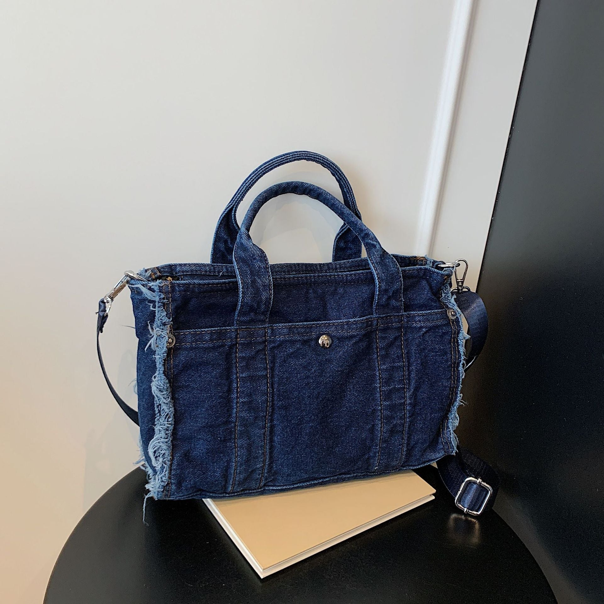 Denim Messenger Bag Large Capacity Casual Commuter Tote