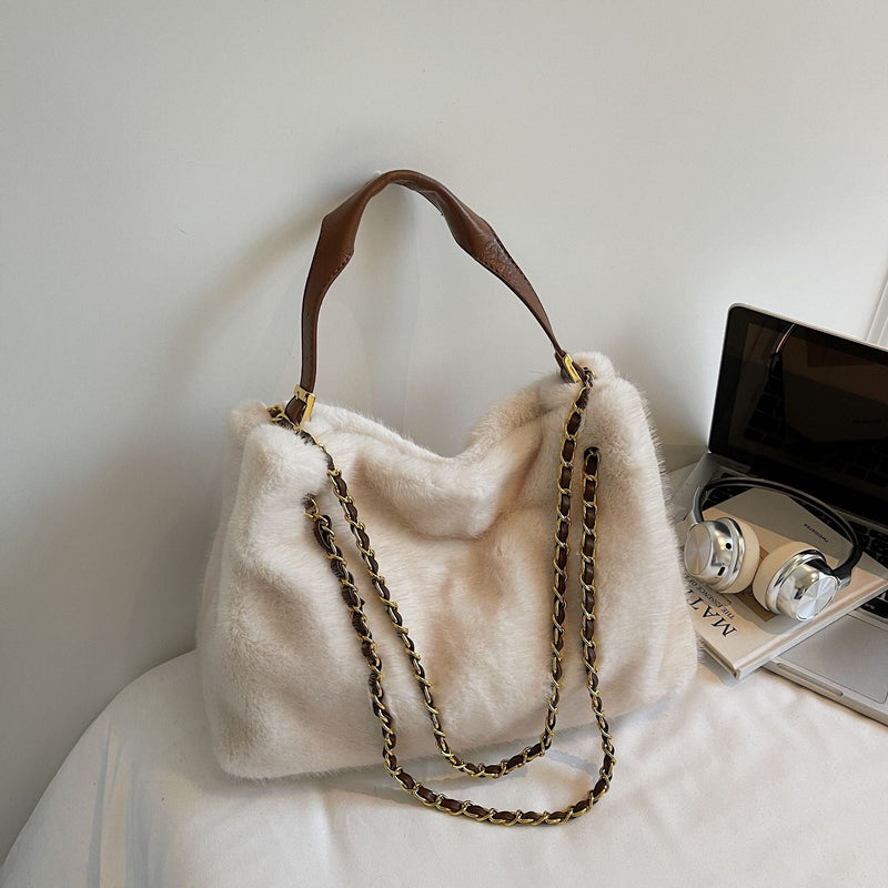 Retro Plush Chain Women's Bag - Large Capacity Underarm Bag