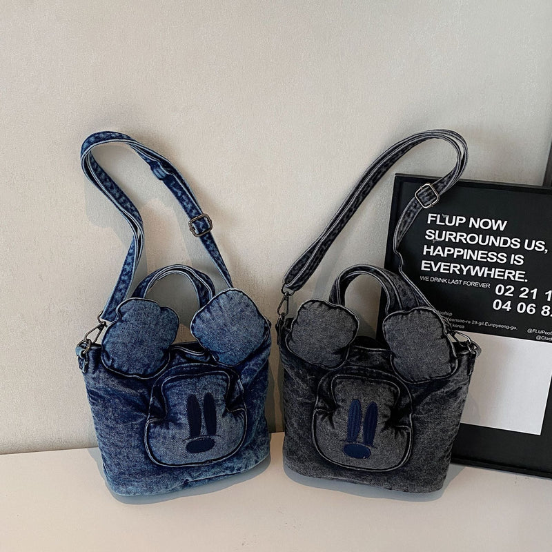 Retro Mickey Mouse Denim Messenger Bag