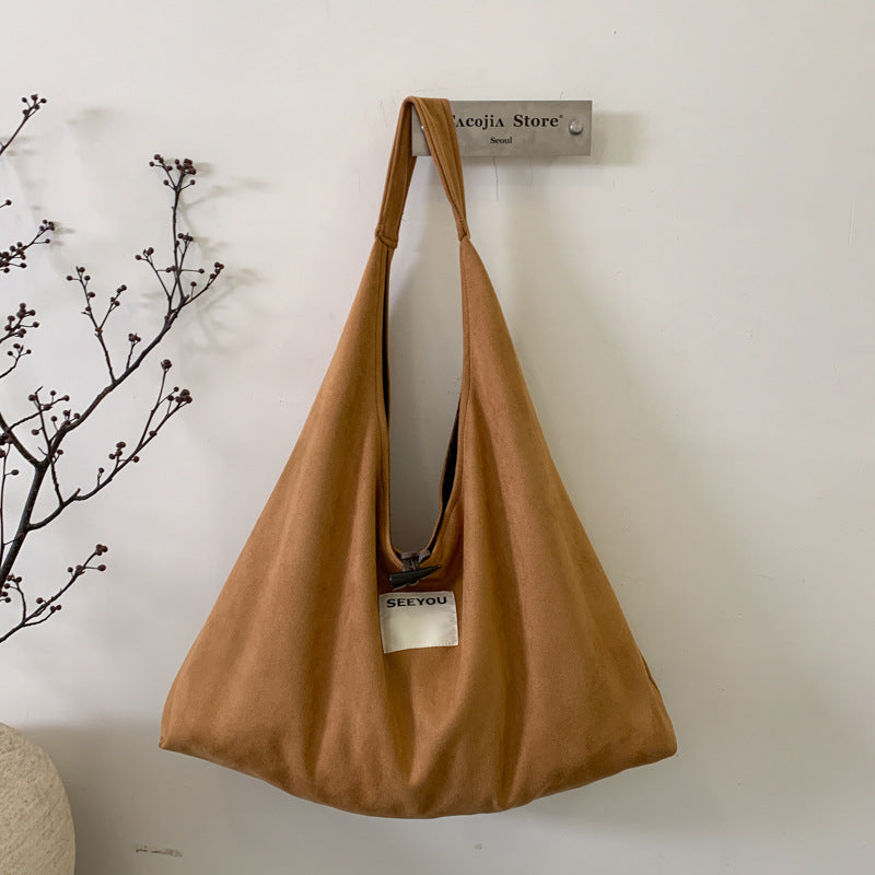 Lamb Wool Shoulder Bag Large Capacity Casual Commuter Dumpling Bag