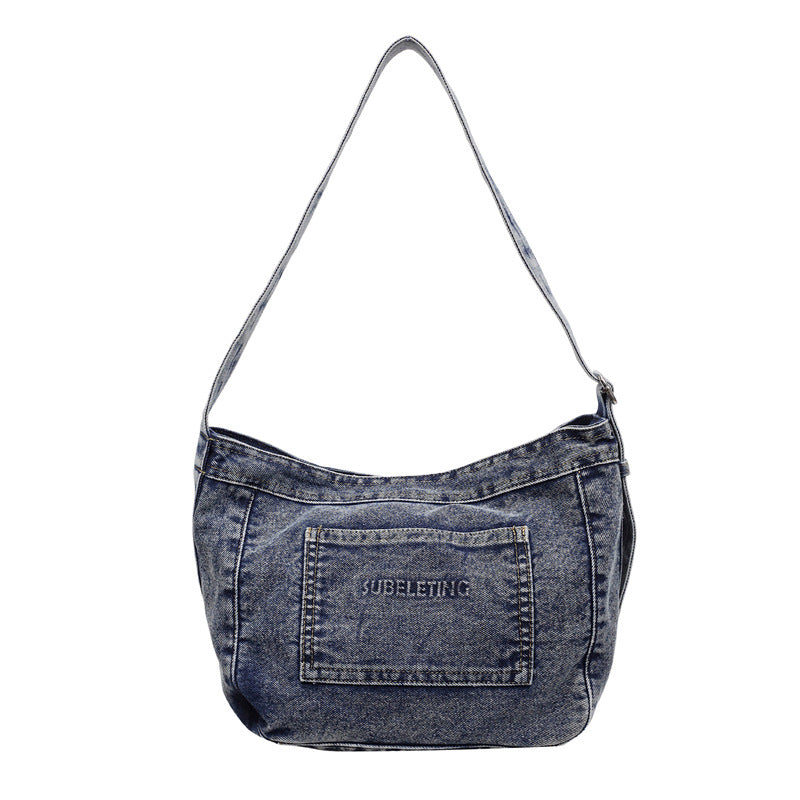 Large Capacity Denim Commuter Tote Bag