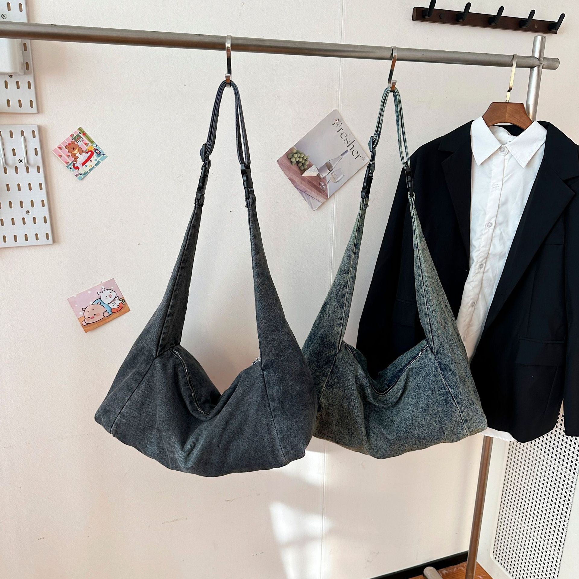 Large Capacity Denim Dumpling Bag Spice Girl Shoulder Bag