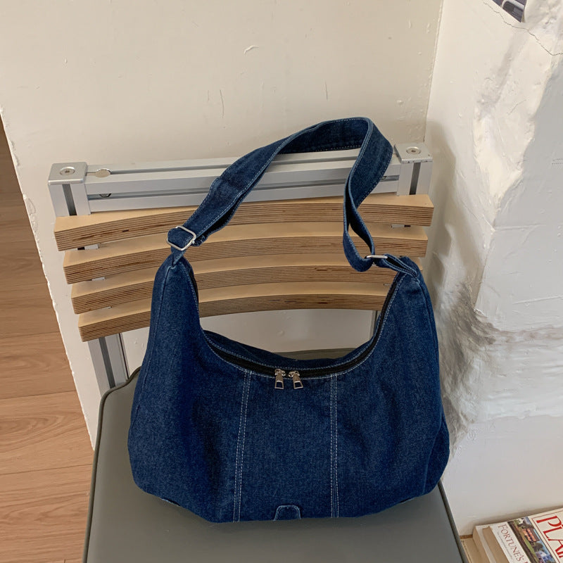 Retro Denim Dumpling Bag Large Capacity Shoulder Bag