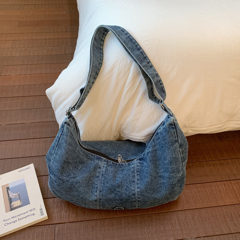 Retro Denim Dumpling Bag Large Capacity Shoulder Bag