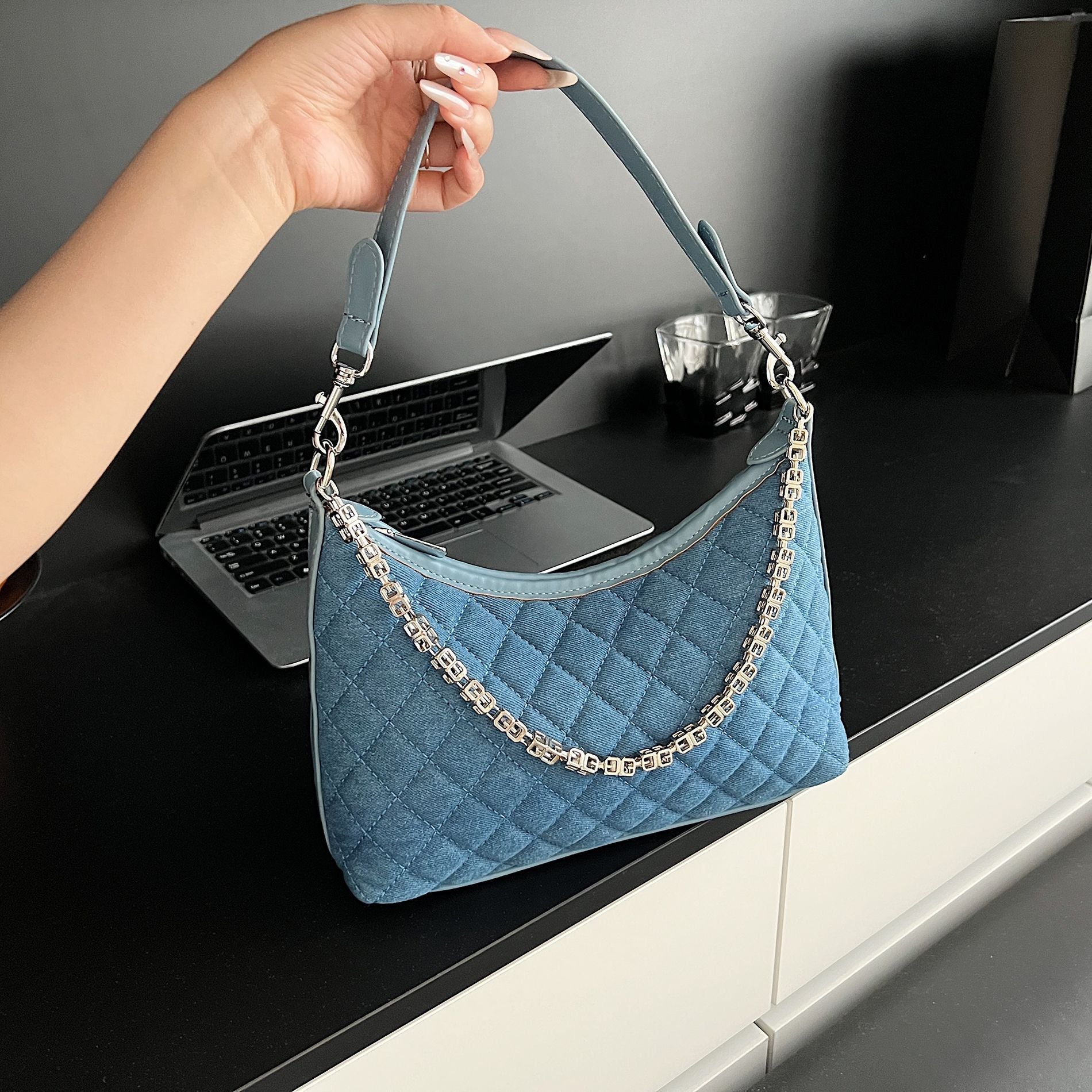 Denim Rhombus Shoulder Bag Large Capacity Crossbody Women's Bag