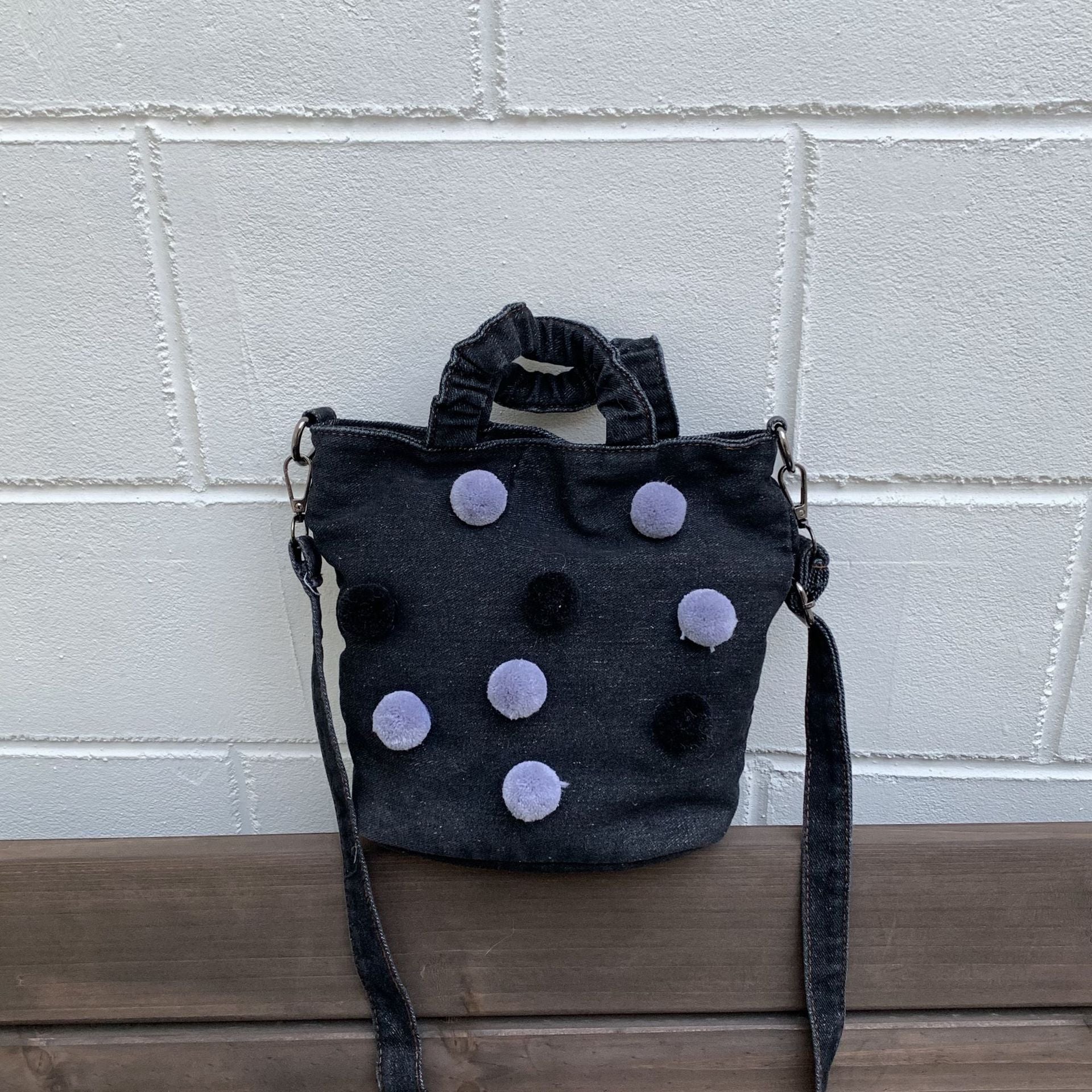 Polka Dot Denim Messenger Bag for Commuting