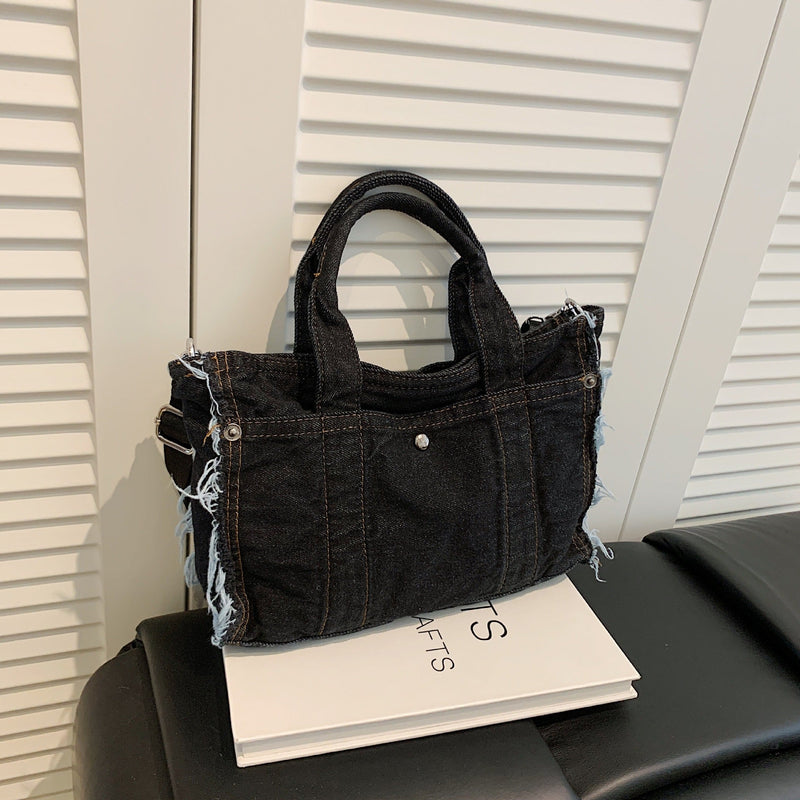 Denim Messenger Bag Large Capacity Casual Commuter Tote