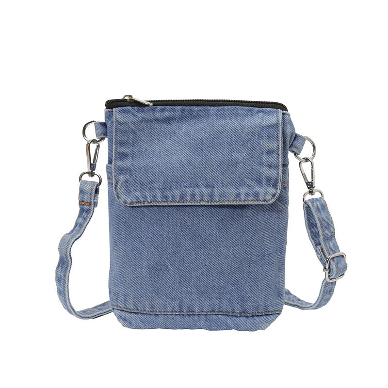 Personalized Washed Denim Messenger Bag