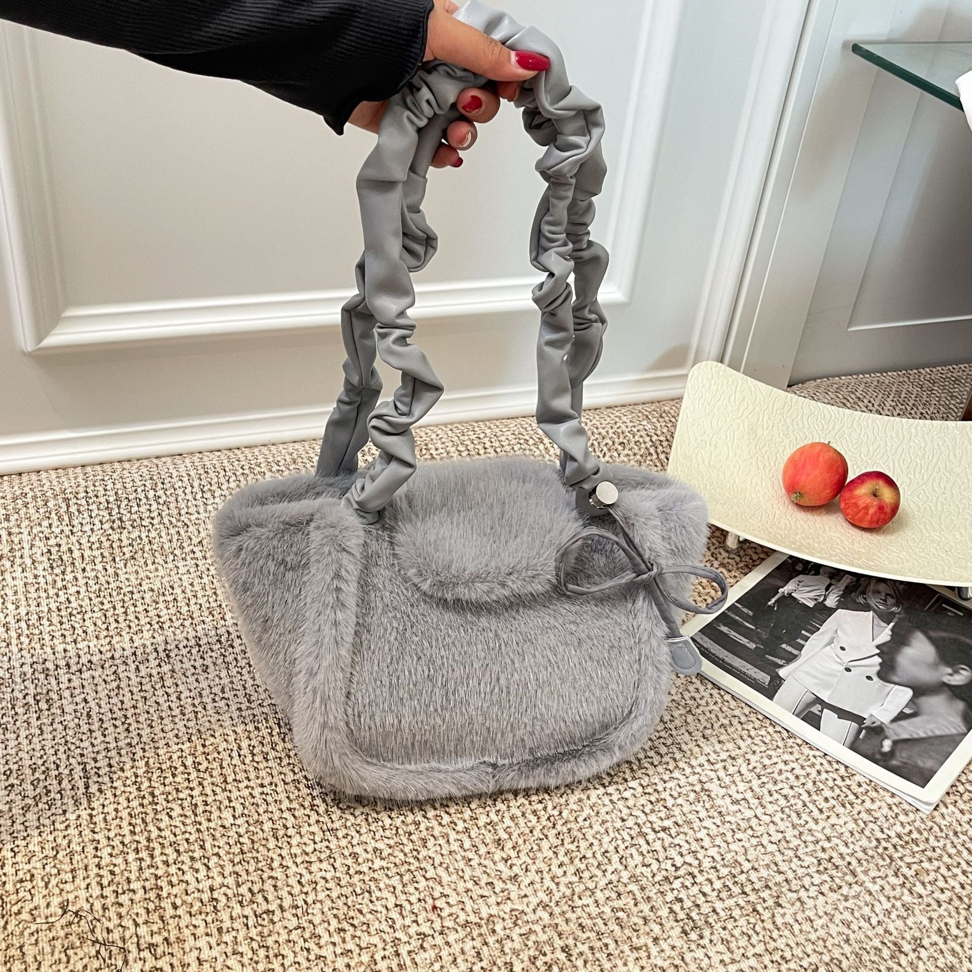 Cute Plush Vegetable Basket Shoulder Bag