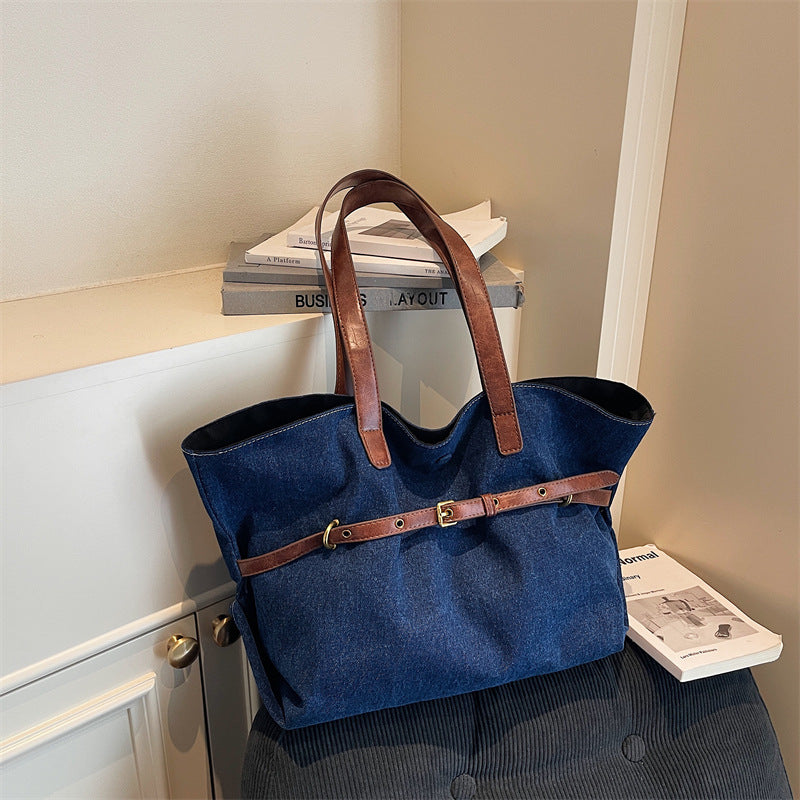 Large-Capacity Canvas Tote Bag for Commuting